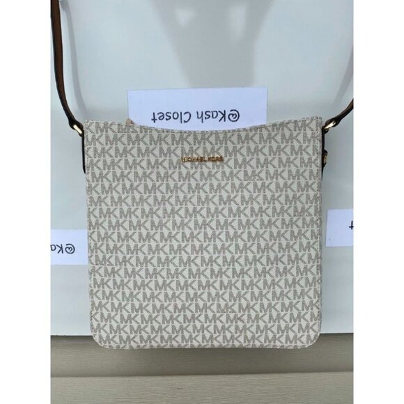 Michael Kors crossbody messenger bag large jet set MK signature purse vanilla - Picture 5 of 10